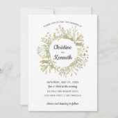 繊細なピンクの野草リースボタニッ結婚クス 招待状 (正面)