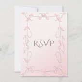 繊細なピンクのRSVP（返信）カード付きで、お好みのメイン料理をお選びください 招待状 (裏面)