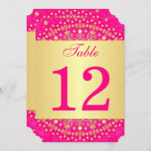 繊細なピンクゴールドのスクロール星テーブルナンバー 招待状 (正面/裏面)