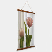 繊細なピンクパステルチューリップビューティフルフォト 吊り下げ型タペストリー (傾斜あり)