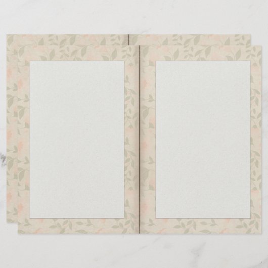 繊細なピンクフローラ筆記用紙 (正面/裏面)