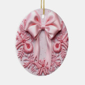 繊細なピンクリボン刺繍 セラミックオーナメント (右)