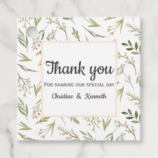 繊細なピンク感謝していの野結婚花 フェイバータグ (正面)