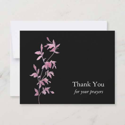 繊細なピンク離れの聖母の葬儀 サンキューカード (正面)