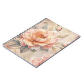 繊細なピーチトーンフローラ水彩手帳 ノートブック (左側)