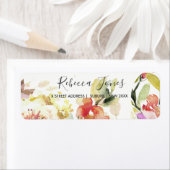 繊細なピーチピンクの水色フローラアドレス ラベル (インサイチュ)