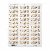 繊細なピーチピンクの水色フローラアドレス ラベル (フルシート)