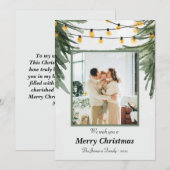 繊細なファミリークリスマスカード 水彩の松 招待状 (正面/裏面)