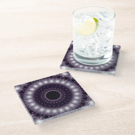 繊細なファンシー黒と白のラウンドレース ガラスコースター