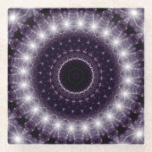 繊細なファンシー黒と白のラウンドレース ガラスコースター (正面)