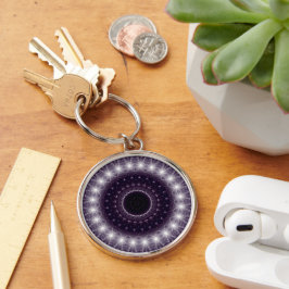 繊細なファンシー黒と白のラウンドレース キーホルダー