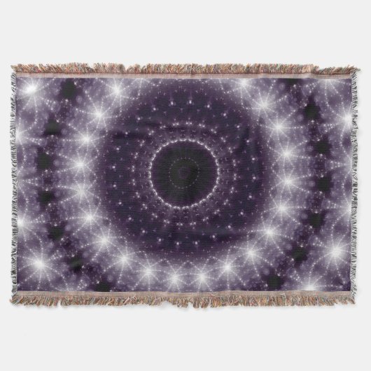 繊細なファンシー黒と白のラウンドレース スローブランケット (正面)