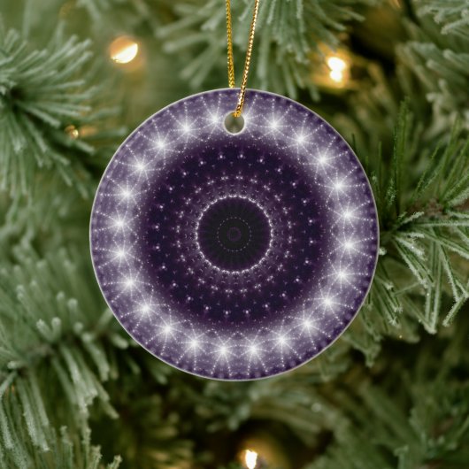 繊細なファンシー黒と白のラウンドレース セラミックオーナメント (ツリー)