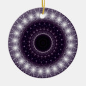 繊細なファンシー黒と白のラウンドレース セラミックオーナメント (正面)