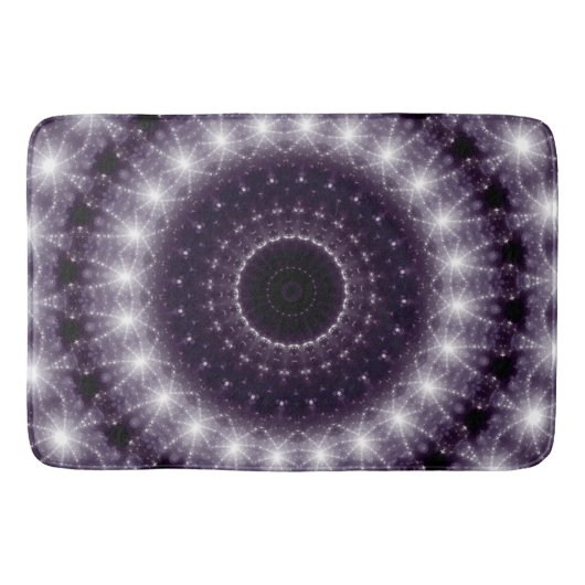 繊細なファンシー黒と白のラウンドレース バスマット (正面)