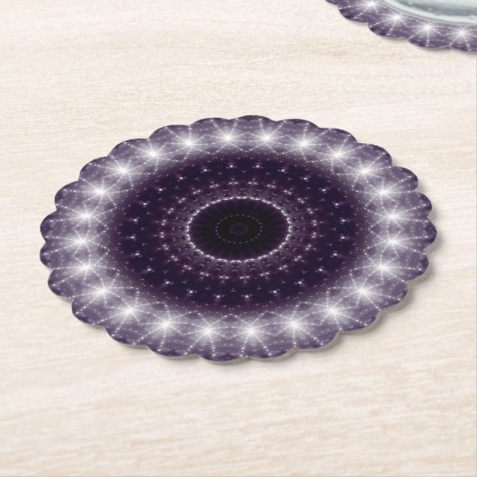 繊細なファンシー黒と白のラウンドレース ペーパーコースター (アングル)