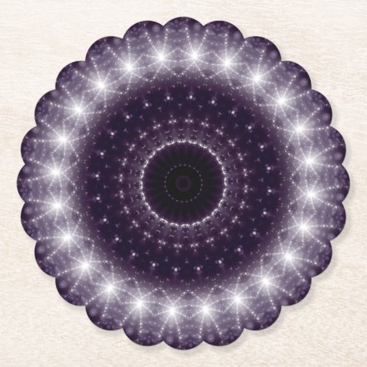 繊細なファンシー黒と白のラウンドレース ペーパーコースター (正面)