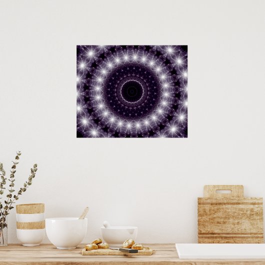 繊細なファンシー黒と白のラウンドレース ポスター (キッチン)