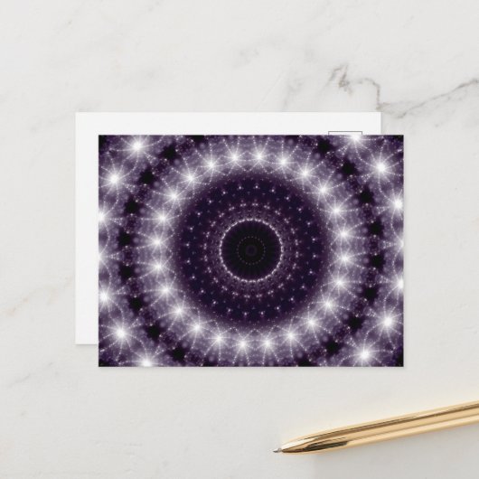 繊細なファンシー黒と白のラウンドレース ポストカード (正面/裏面インサイチュ)