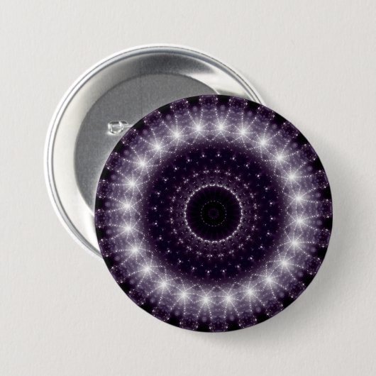 繊細なファンシー黒と白のラウンドレース 缶バッジ (正面&裏面)