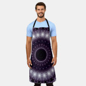 繊細なファンシー黒と白のレースパターン エプロン (着用した状態)