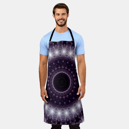 繊細なファンシー黒と白のレースパターン エプロン (着用した状態)