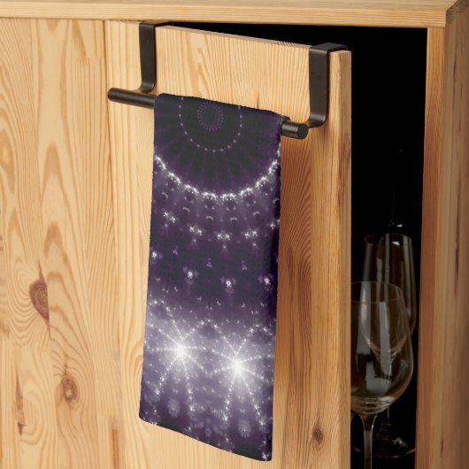 繊細なファンシー黒と白のレースパターン キッチンタオル (三つ折り)