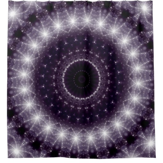 繊細なファンシー黒と白のレースパターン シャワーカーテン (正面)