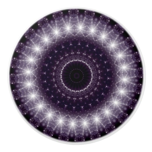 繊細なファンシー黒と白のレースパターン セラミックノブ (正面)