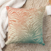 繊細なファーン葉ズコーラルレッドイエローティール(緑がかった色) クッション (ブランケット)