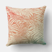 繊細なファーン葉ズコーラルレッドイエローティール(緑がかった色) クッション (裏面)