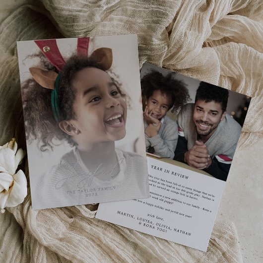 繊細なフォイルのレビュー写真の喜びの年 箔シーズンカード