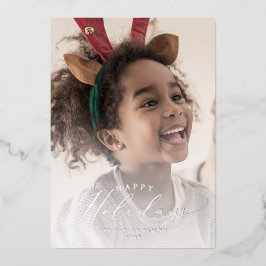 繊細なフォイル幸せな休日の写真年レビュー 箔シーズンカード