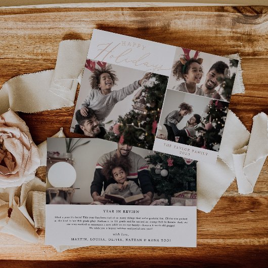 繊細なフォイル幸せな休日4フォトニュースレター 箔シーズンカード