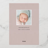 繊細なフォイル葉 |写真の誕生のお知らせ 箔招待状 (裏面)