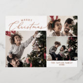 繊細なフォイルMerry Christmas 4フォトニュースレター 箔シーズンカード (正面)