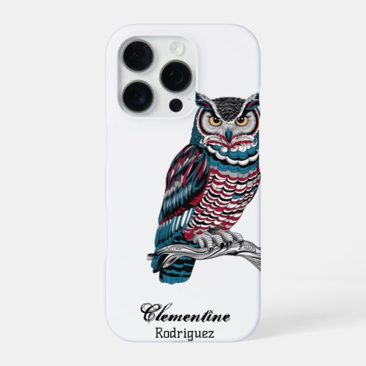 繊細なフクロウの木彫り iPhoneケース (裏面)