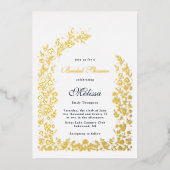 繊細なフラワーアーチブライダルシャワー結婚ズ 箔招待状 (正面)