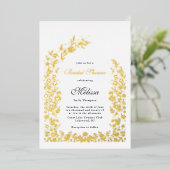 繊細なフラワーアーチブライダルシャワー結婚ズ 箔招待状 (立ち正面)