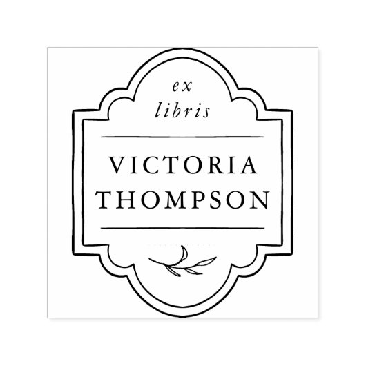 繊細なフレームのエレガントな Ex Libris 書籍プレート セルフインキングスタンプ (デザイン)