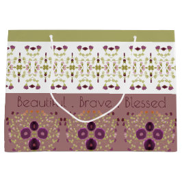 繊細なフローラとパターン（の模様が）ある ラージペーパーバッグ