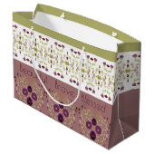 繊細なフローラとパターン（の模様が）ある ラージペーパーバッグ (裏面アングル)