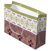 繊細なフローラとパターン（の模様が）ある ラージペーパーバッグ (正面アングル)