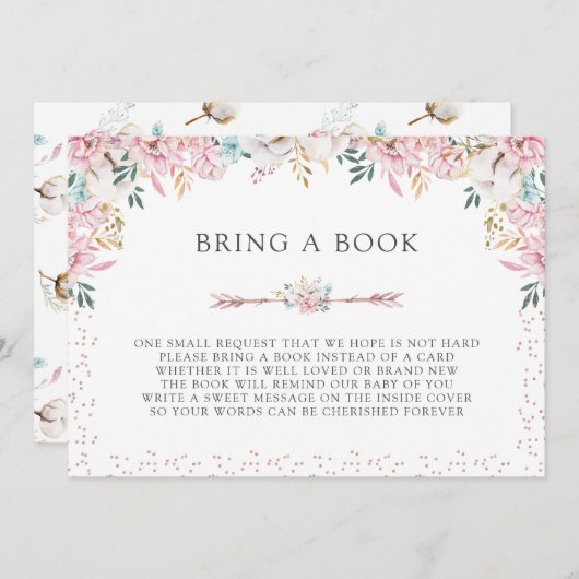 繊細なフローラと矢が本を持ち込む 招待状 (正面/裏面)