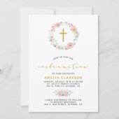 繊細なフローラと綿の確認 招待状 (正面)