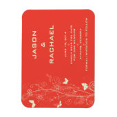 繊細なフローラと蝶は日付の魔法を保存する マグネット (縦)