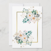 繊細なフローラと金ゴールド縁ど 招待状 (裏面)