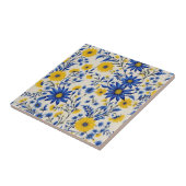 繊細なフローラのコーンフラワーと黄色の花 タイル (側面)