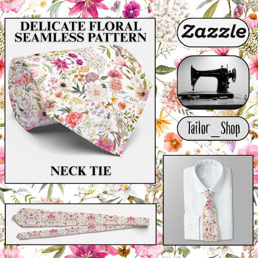 繊細なフローラのシームレスなパターン ネクタイ
