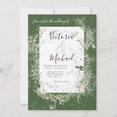 繊細なフローラの結婚緑 招待状 (正面)